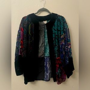 Chicos velvet and sheer multi colored jacket